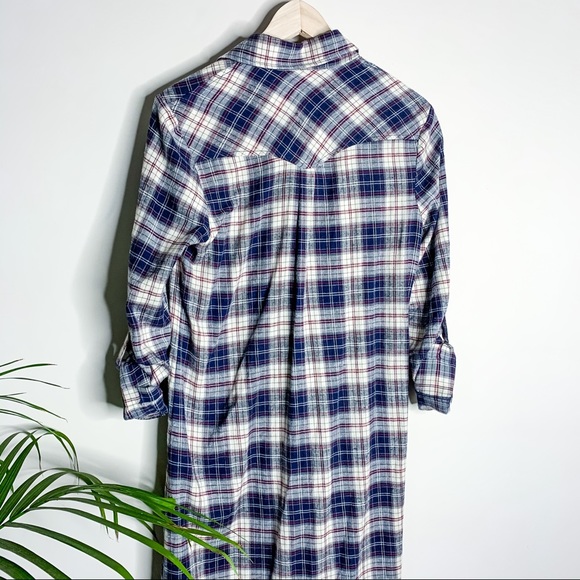 PLAID FLANNEL BUTTON DOWN MAXI DRESS - Picture 8 of 10
